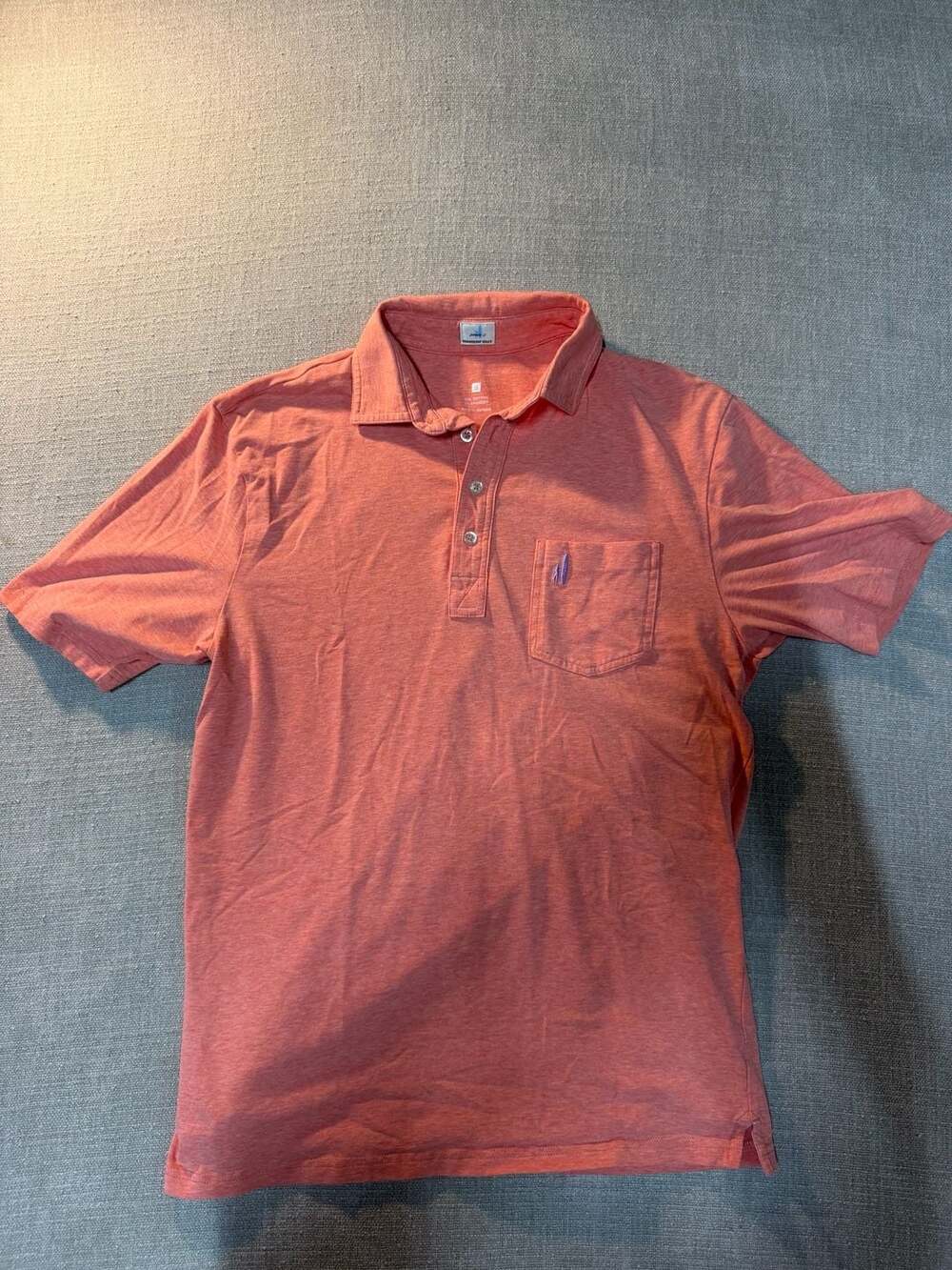 johnnie-O Hangin' Out Polo Shirt Peach Heather Short Sleeve Pocket Size S